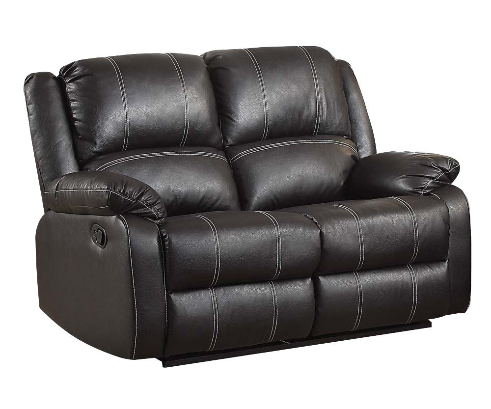 Urban Nest Zuriel Synthetic Recliner Loveseat with Manual Recline in Black