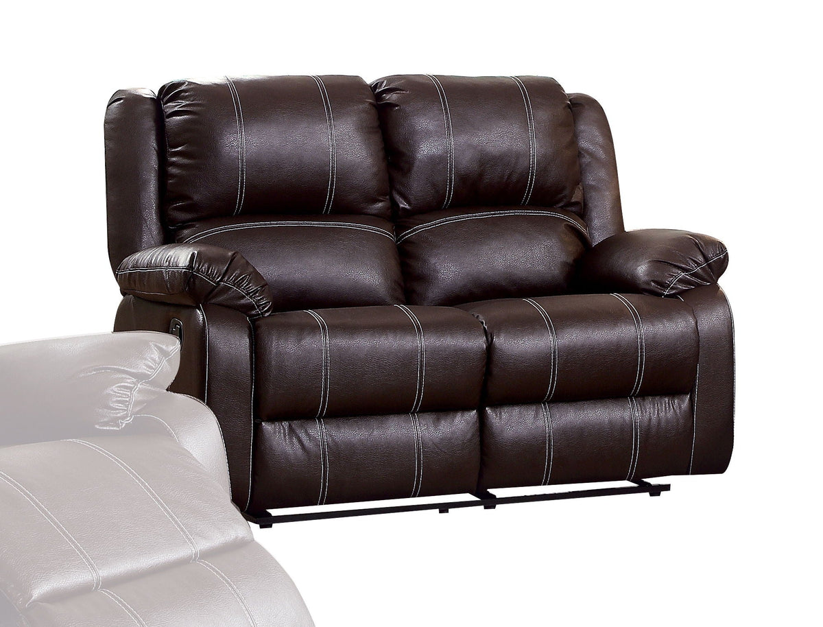 Urban Nest Zuriel Synthetic Recliner Loveseat with Manual Recline in Dark Brown