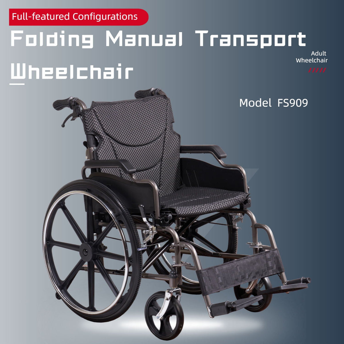 VELUNHOS Heavy-Duty Manual Wheelchair for Adults with Double X Support - view 3