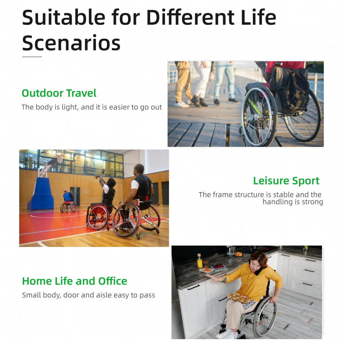 VELUNHOS Lightweight Foldable Sport Wheelchair with 24" Tires - view 3