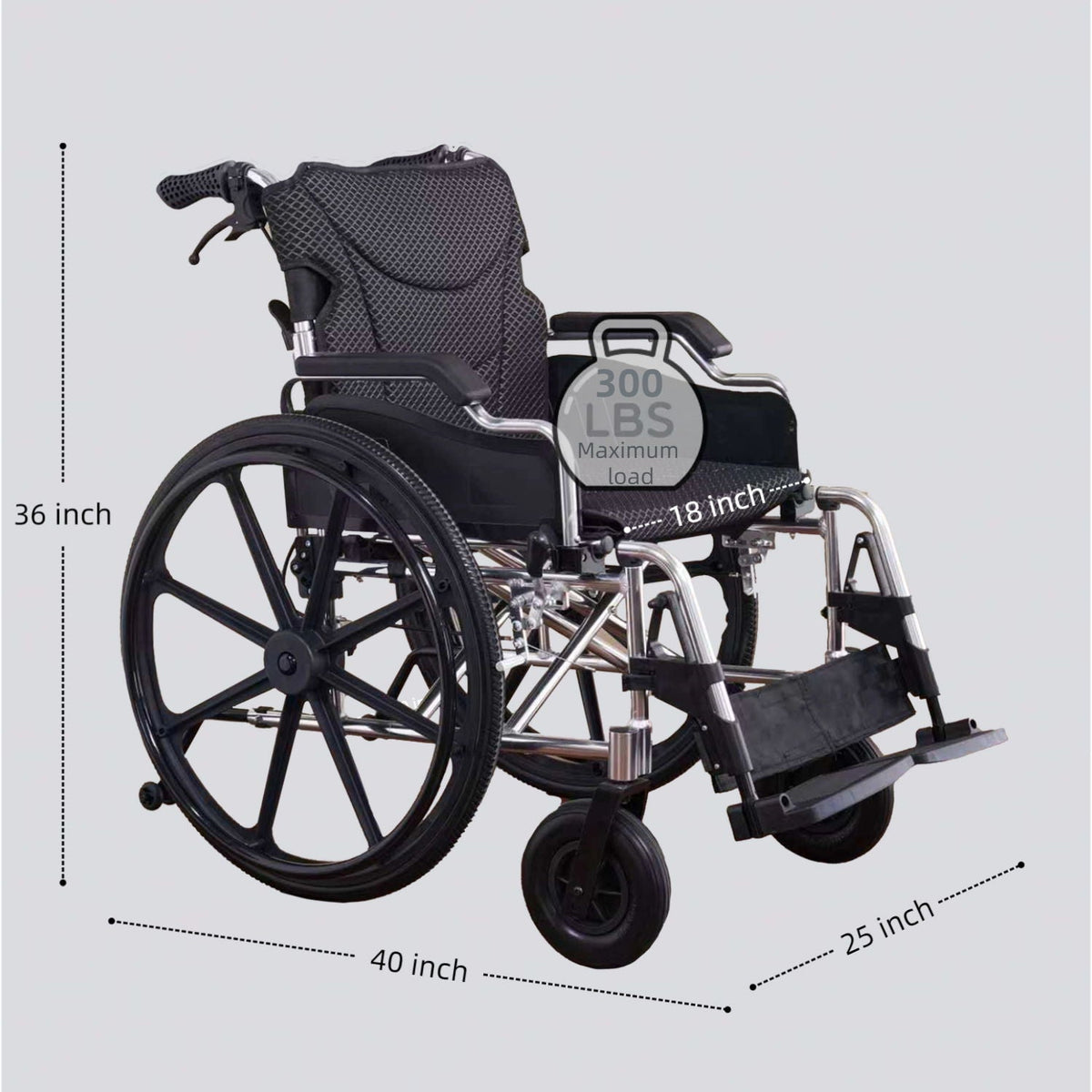 VELUNHOS Lightweight Foldable Transport Wheelchair with Double X Force Support - view 5