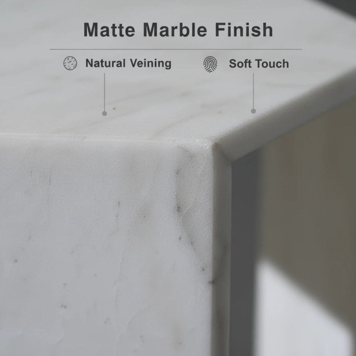 VITRA Modern Minimalist Hexagon Side Table with Honed Marble Finish - view 6