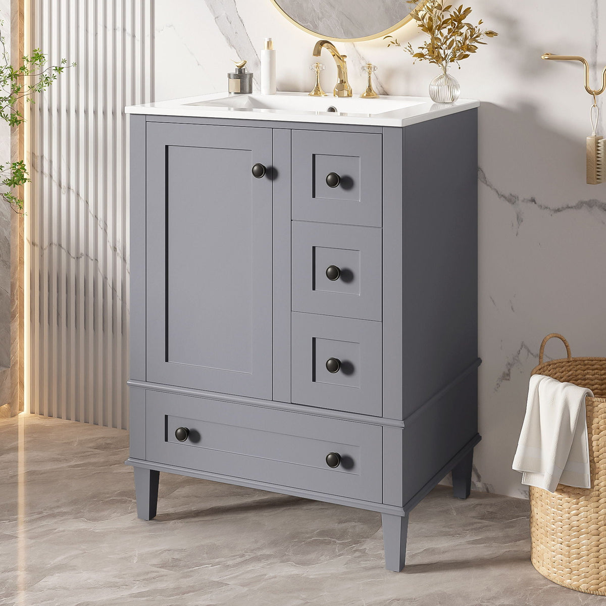 Vstory Bathroom Vanity with Integrated Basin and Soft Close Drawers - view 7