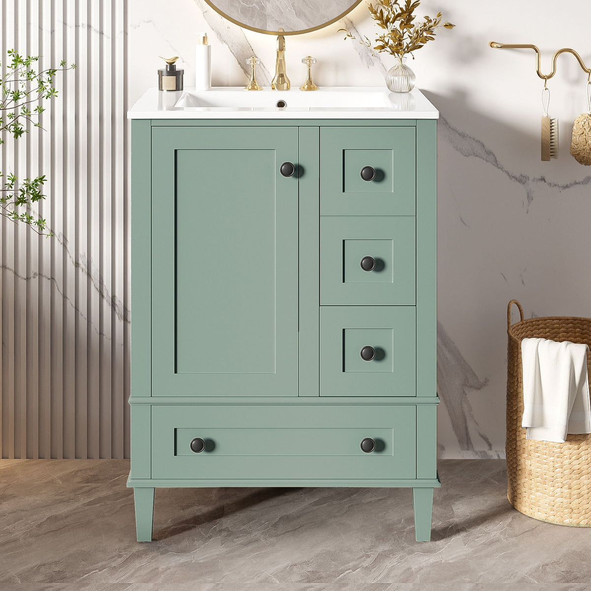 Vstory Bathroom Vanity with Integrated Basin and Soft Close Drawers - view 8