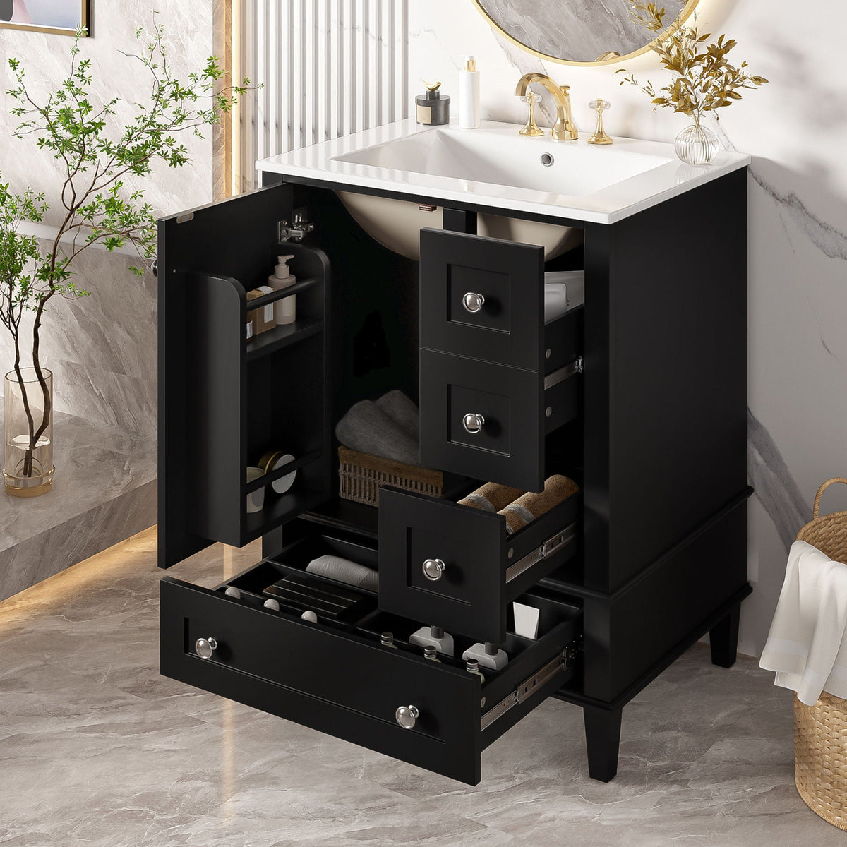 Vstory Bathroom Vanity with Integrated Basin and Soft Close Drawers - view 11