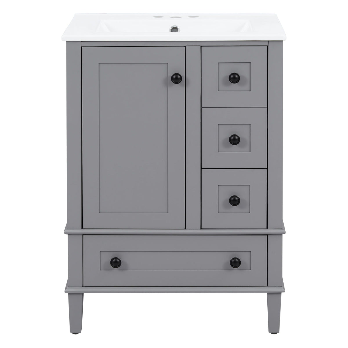 Vstory Bathroom Vanity with Integrated Basin and Soft Close Drawers in Dark Gray