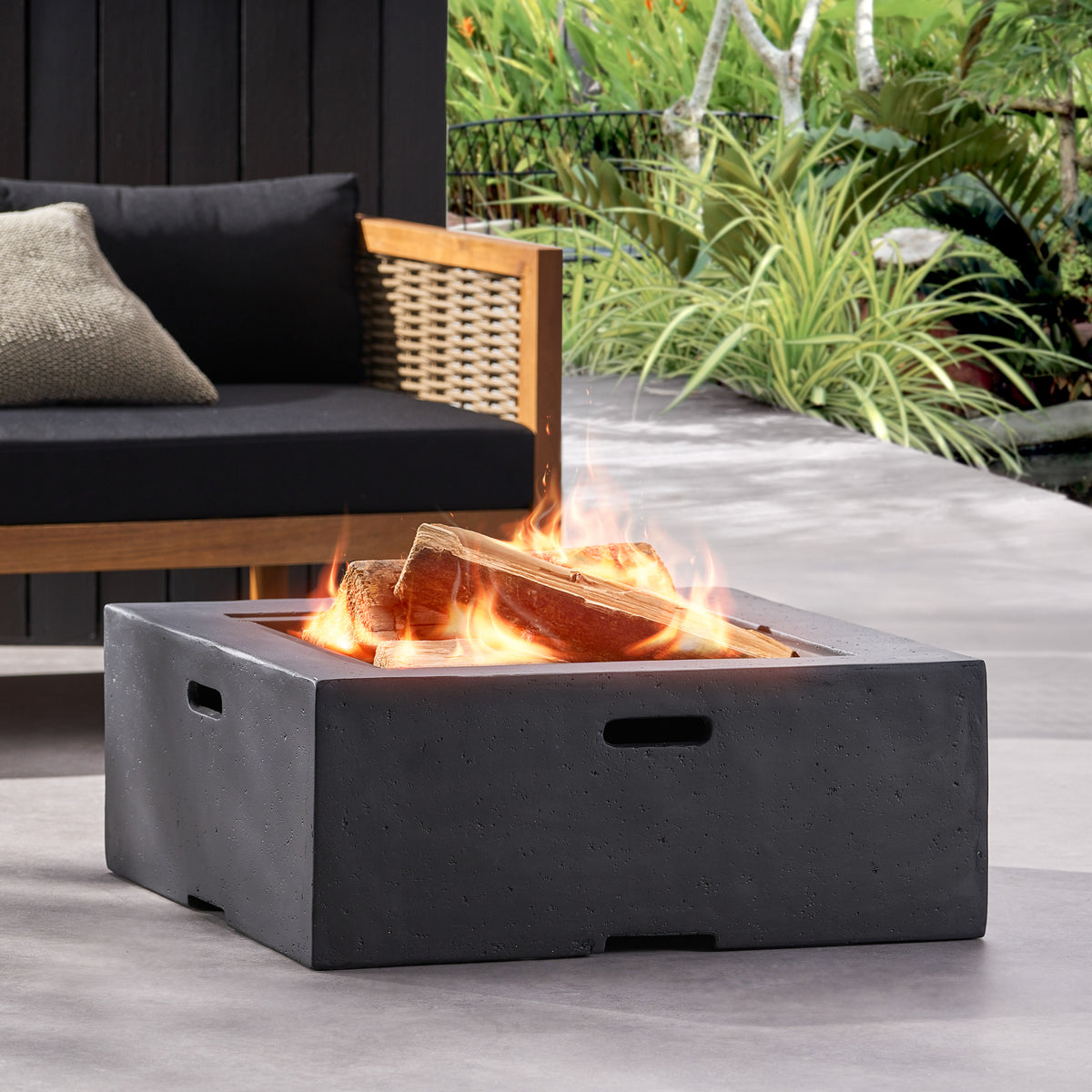 Outdoor 29" Square MgO Wood-Burning Fire Pit