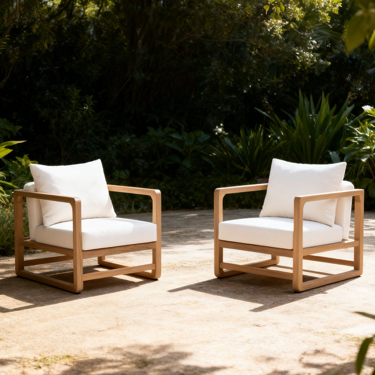 White Outdoor Lounge Chair with Oversized Cushion - view 2