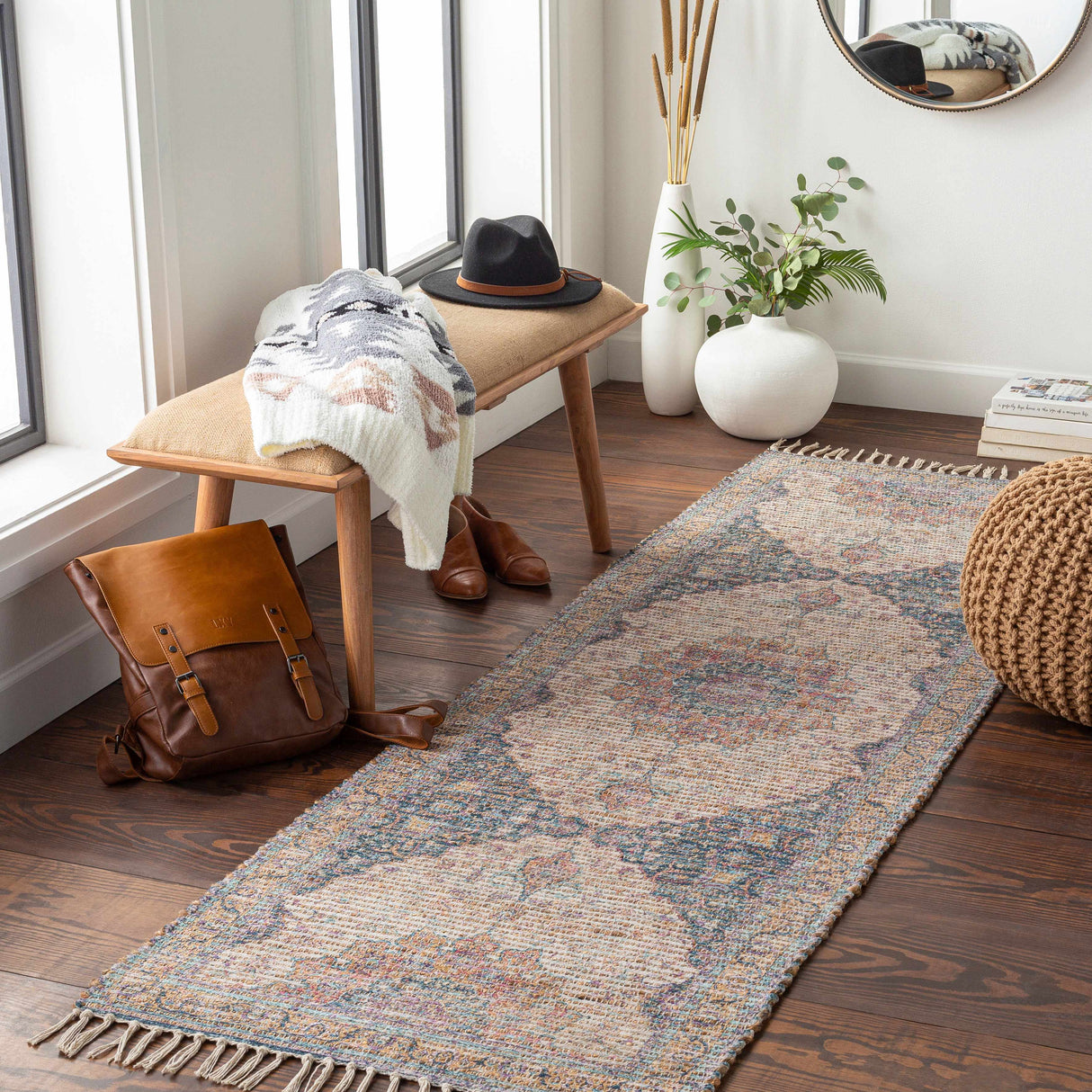 Wallburg Hand Woven Colorful Tassel Rug - Clearance