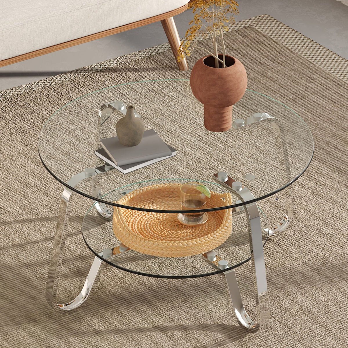 Wonder Haus Double Layer Coffee Table with Double-Layer Glass
