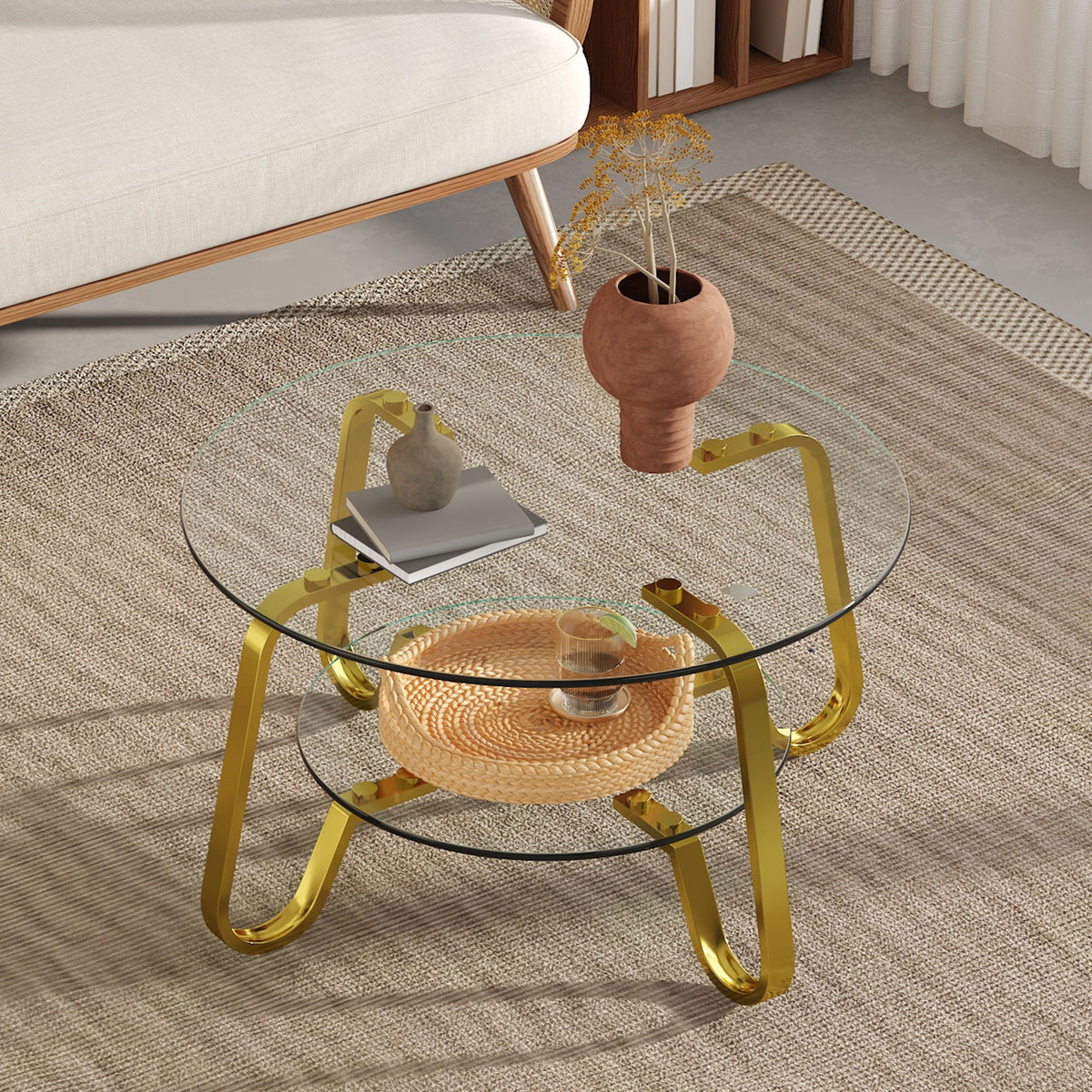 Wonder Haus Double Layer Coffee Table with Double-Layer Glass - view 4