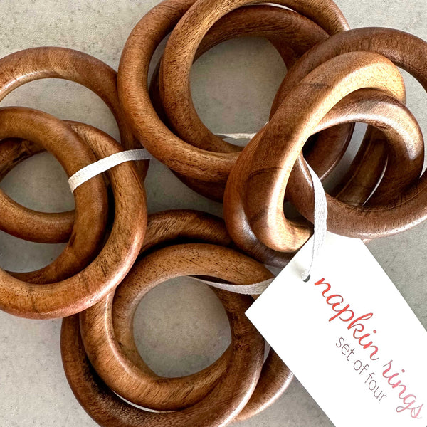 Wood Bangles Napkin Rings, Set of Four