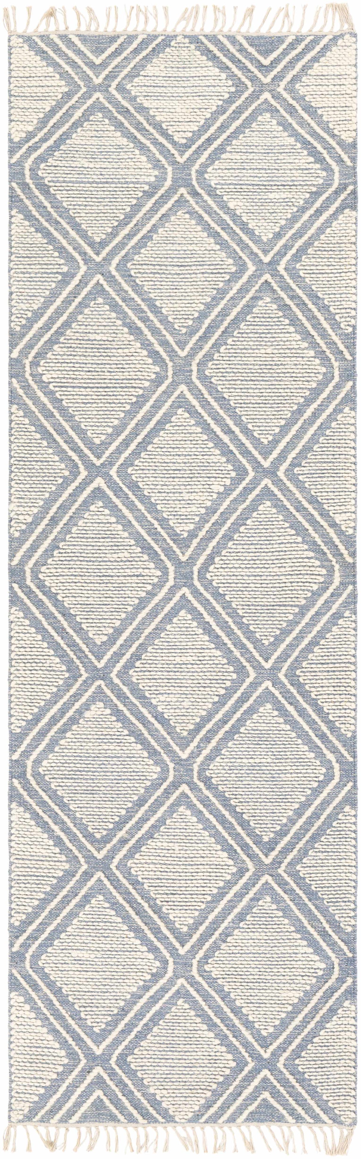 Wausa Denim Trellis on Cream Cotton/wool Rug - Clearance