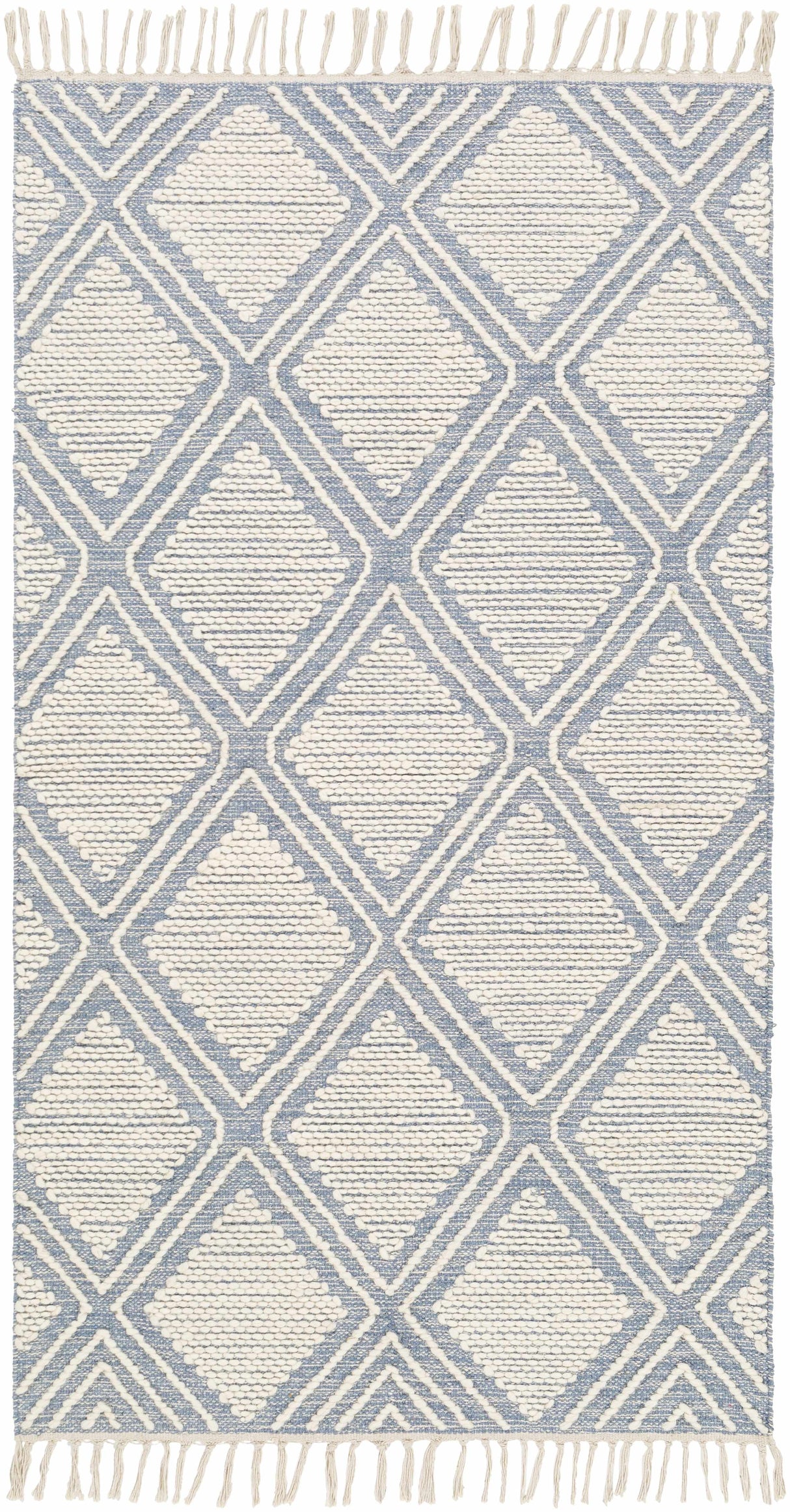 Wausa Denim Trellis on Cream Cotton/wool Rug - Clearance