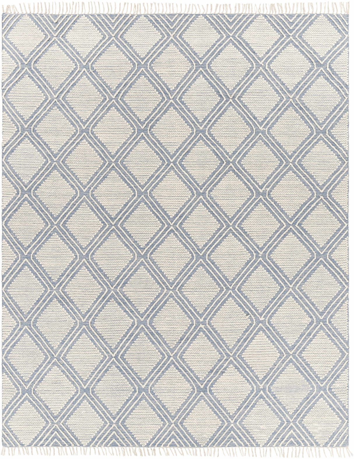 Wausa Denim Trellis on Cream Cotton/wool Rug - Clearance