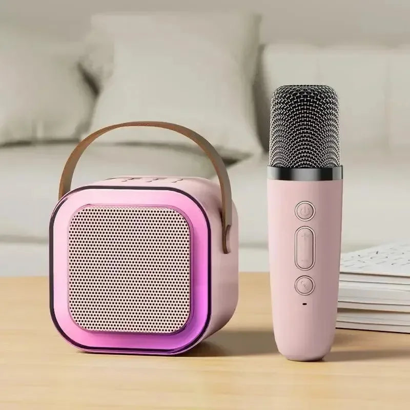 Bluetooth Karaoke Machine for Kids & Family with Wireless Mics LED Lights
