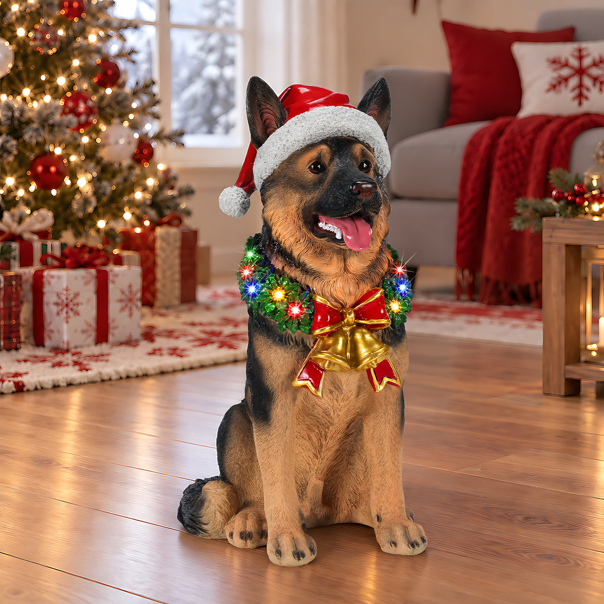 XY Home Garden Stuff Lighted Christmas German Shepherd Dog Statue