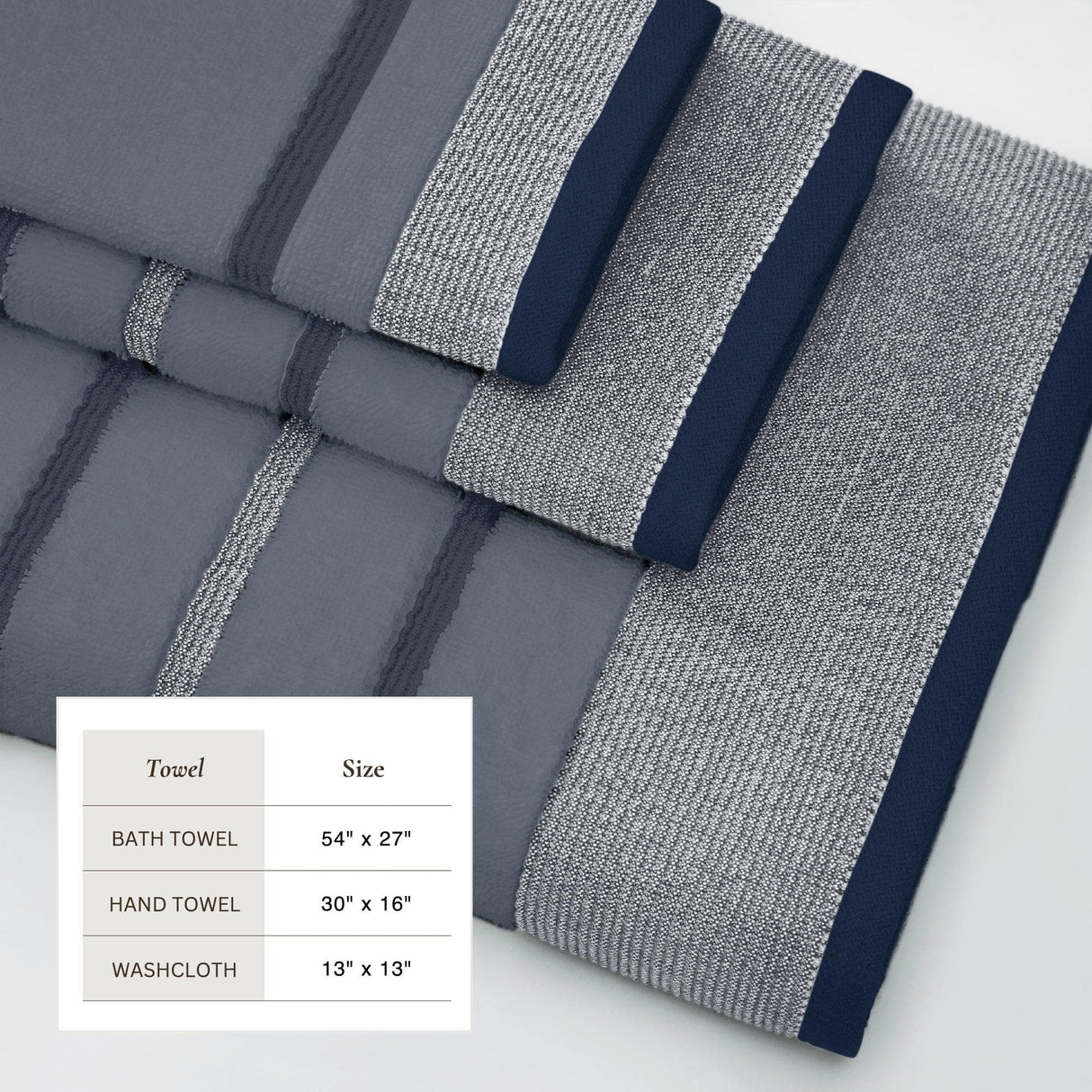 Decorative Cotton Stripe Bath Towel Set - Noelle Collection