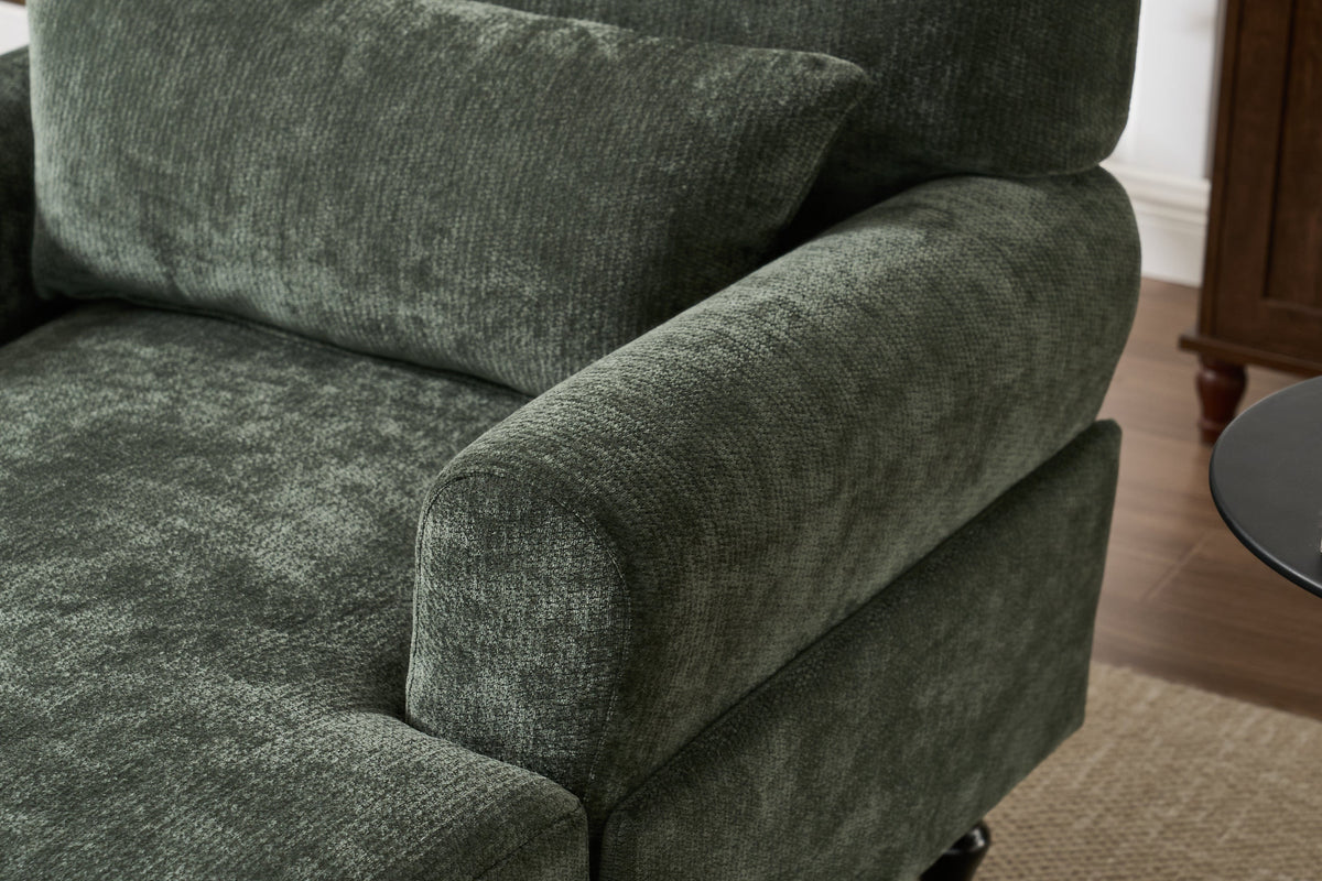 YR Furniture Modern Green Chaise Lounge Upholstered Sofa Recliner Chair with Solid Wood Frame - view 7