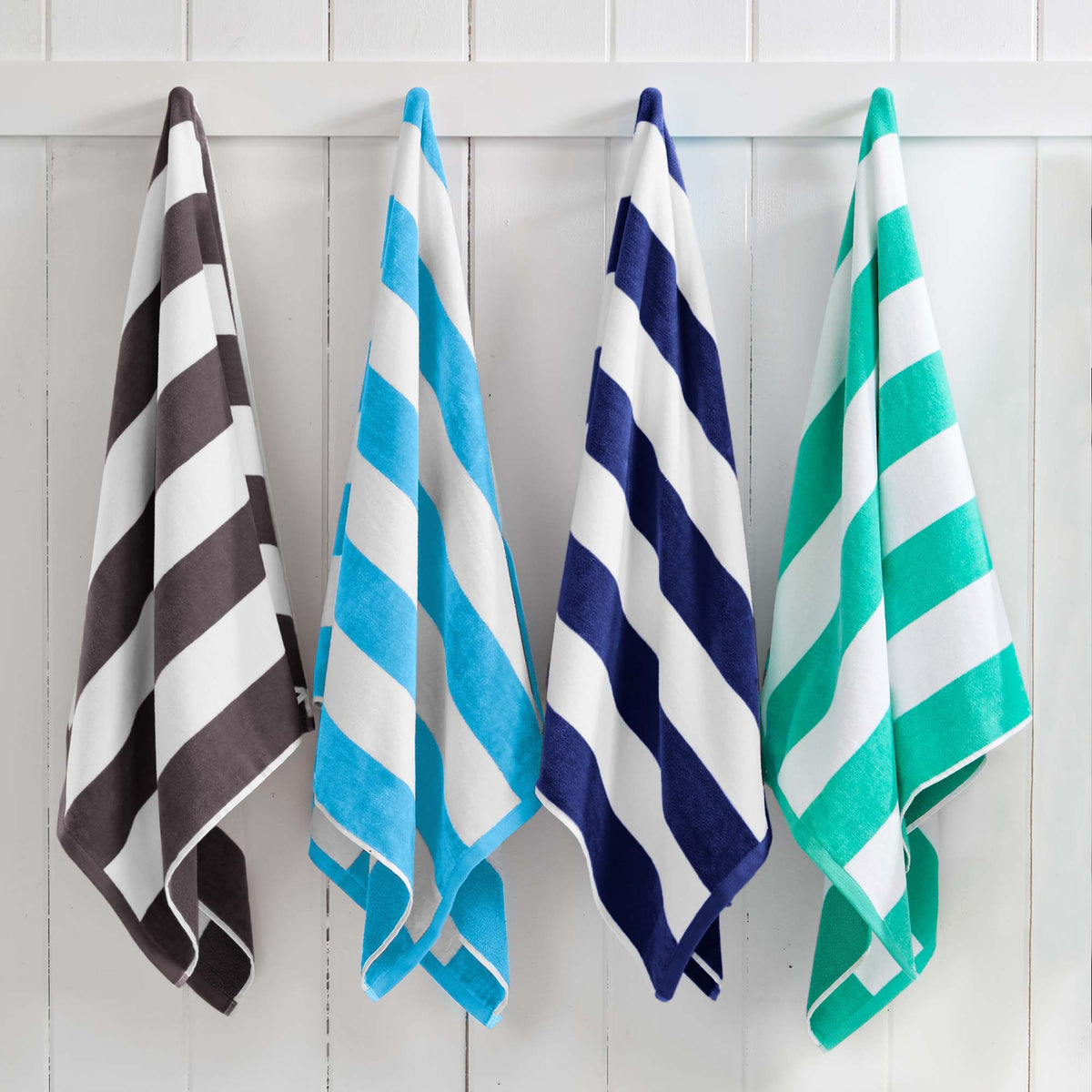 Great Bay Home Cotton Velour Cabana Stripe Beach Towel - view 176