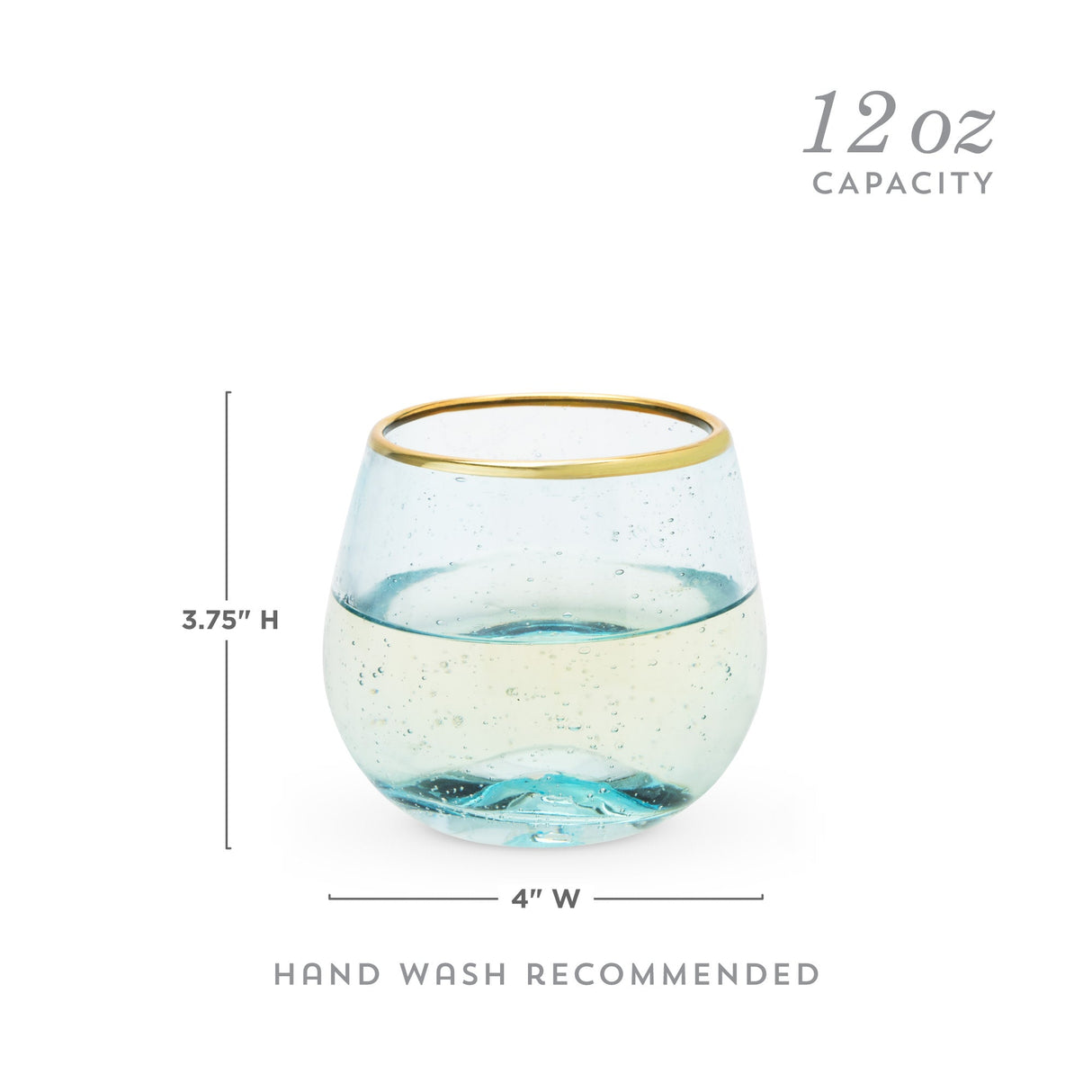 Aqua Bubble Stemless Wine Glass Set