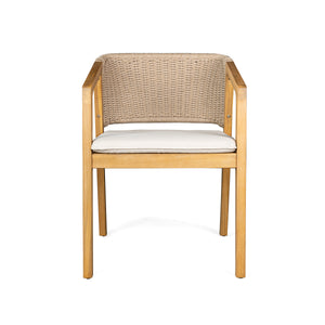 7-Piece Outdoor Dining Set, Acacia Wood Table & 6 Acacia Wood Rope Chairs
