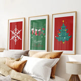 Modern Xmas Holiday Decor Nursery Wall Art Prints