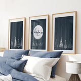 Winter Nordic Landscape Xmas Set of 3 Prints