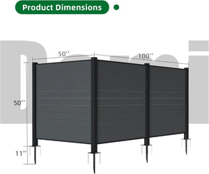 Outdoor Privacy Screens, 50" W x 50" H Air Conditioner Fence, Trash Can Enclosure (3 Panels, Black)