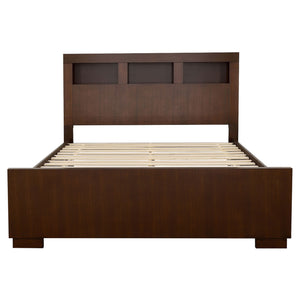 Copper - Eastern King LED Storage Bookcase Bed With Built In Shelves - Cappuccino