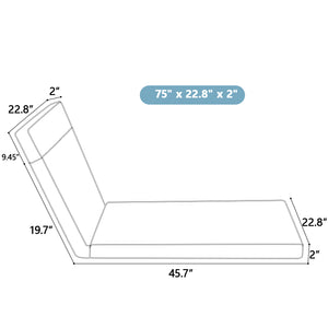 2 Pcs Set Indoor/Outdoor Chaise Lounge Chair Cushion