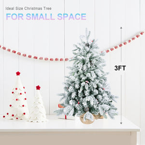3FT Flocked Tabletop Christmas Tree with Pine Cones