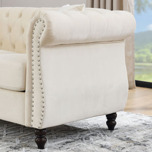 Chesterfield Sofa With Rolled Arms And Nailhead Trim