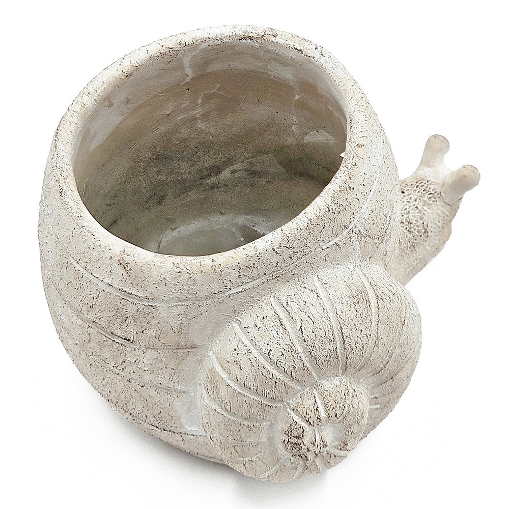 Decorative Cement Planter with Abstract Design - Natural Finish