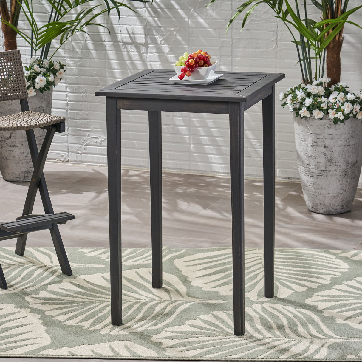 Outdoor Minimalist Acacia Wood Square Bar Table