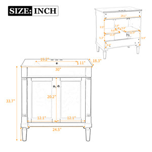 30" Luxurious Bathroom Vanity Cabinet with Ceramic Sink Basin