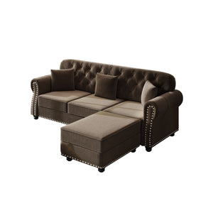Upholstered Sofa Set With Nailhead Trim And Rolled Armrests, Includes Pillows