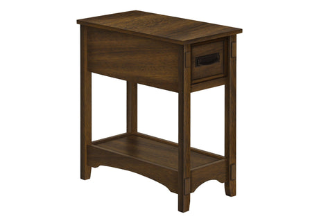Accent End Table, 2 Tier, Narrow, Storage Drawer, Transitional - Walnut - Best Buy Furniture