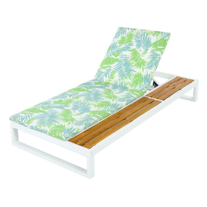 White Iron & Teak Finish Chaise Lounge Set