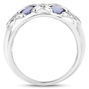 2.31 Carat Genuine Tanzanite .925 Sterling Silver Ring
