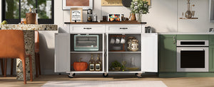 K&K 53.5'' Farmhouse Kitchen Island with Power Outlet