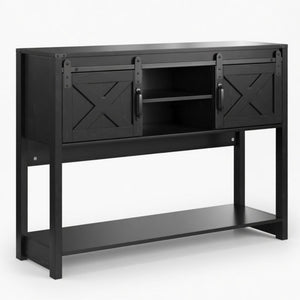 Farmhouse Entryway Table With Sliding Barn Door