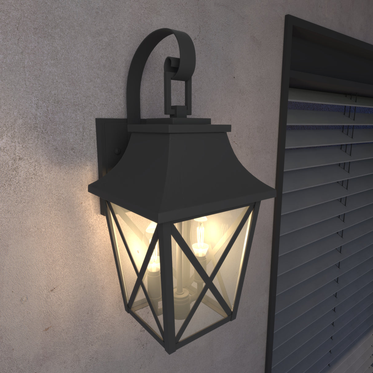 Black Outdoor Wall Lantern 2-Light