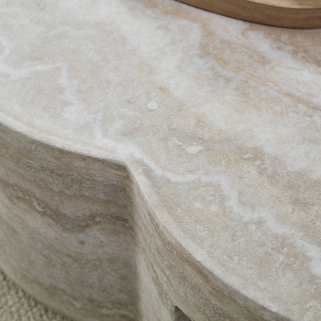 Clover Round Coffee Table With Open Storage - Marble