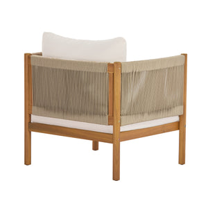 Outdoor Club Chair Set of 2 with Acacia Wood Frame in Teak Look