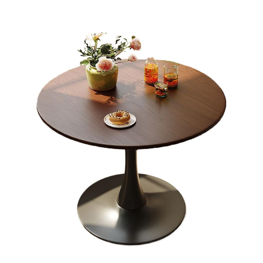Walnut Color Round Dining Table - Modern Design