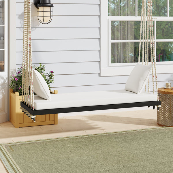 Patio Wooden Swing Chair Hanging Porch Swing Bench