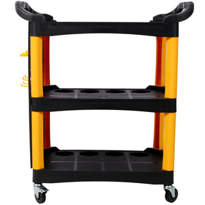3 Tier Rolling Auto Detail Cart With Wheels - Yellow & Black