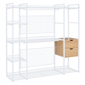 Open Style Wardrobe With Hanging Rails, Shelves And Drawers
