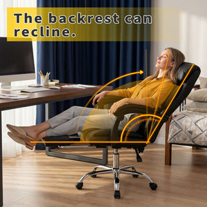 Executive Office Chair With Foot Rest, Adjustable Height - Black